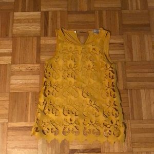 LOFT Yellow Lace Tank